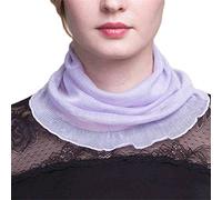 Femme Couleur Unie 100% Soie de Mûrier Tour de Cou Faux Col Foulard Écharpe de Cou Cercle Tube Écharpe(Lavande)