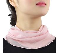 Femme Couleur Unie 100% Soie de Mûrier Tour de Cou Faux Col Foulard Écharpe de Cou Cercle Tube Écharpe(Rose Clair)