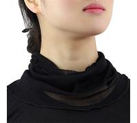 Femme Couleur Unie 100% Soie de Mûrier Tour de Cou Faux Col Foulard Écharpe de Cou Cercle Tube Écharpe(Noir)