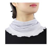 Femme Couleur Unie 100% Soie de Mûrier Tour de Cou Faux Col Foulard Écharpe de Cou Cercle Tube Écharpe (Gris argenté)