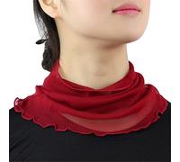 Femme Couleur Unie 100% Soie de Mûrier Tour de Cou Faux Col Foulard Écharpe de Cou Cercle Tube Écharpe(Bourgogne)