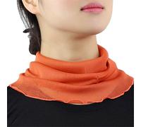 Femme Couleur Unie 100% Soie de Mûrier Tour de Cou Faux Col Foulard Écharpe de Cou Cercle Tube Écharpe(Orange Vif)