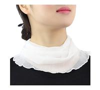 Femme Couleur Unie 100% Soie de Mûrier Tour de Cou Faux Col Foulard Écharpe de Cou Cercle Tube Écharpe (Blanc)