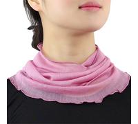 Femme Couleur Unie 100% Soie de Mûrier Tour de Cou Faux Col Foulard Écharpe de Cou Cercle Tube Écharpe(Vieille Rose)
