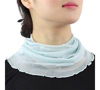 Femme Couleur Unie 100% Soie de Mûrier Tour de Cou Faux Col Foulard Écharpe de Cou Cercle Tube Écharpe(Bleu Clair)