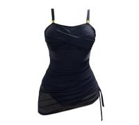 Femme Couleur Unie Maillot de Bain Ensemble Triangle Bikini Coupe ajustée Gainant Contrôle Ventre Plat Monokini pour la Piscine, Les Vacances et Le Spa ZH451BKN L