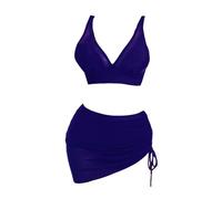 Femme Couleur Unie Maillot de Bain Ensemble Triangle Bikini Coupe ajustée Gainant Contrôle Ventre Plat Monokini pour la Piscine, Les Vacances et Le Spa JY886DBN L