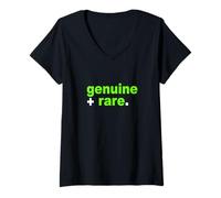Femme Couleur Verte Authentique + Rare. Graphique Vert T-Shirt avec Col en V