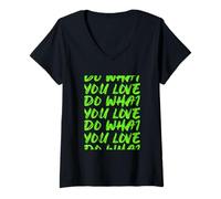 Femme Couleur Verte « Do What You Love » - Graphique Vert tronqué T-Shirt avec Col en V
