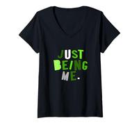 Femme Couleur Verte Just How I Be Green Graphic T-Shirt avec Col en V