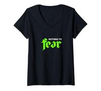 Femme Couleur Verte Nothing to Fear Graphique Vert T-Shirt avec Col en V