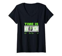 Femme Couleur Verte Que Vous Savez déjà à Quelle Heure Graphique Vert T-Shirt avec Col en V
