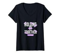 Femme Couleur Violette Barely Holding it Together Graphique Violet T-Shirt avec Col en V