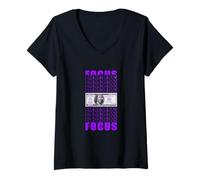 Femme Couleur Violette Focus on Your Money Graphique Violet T-Shirt avec Col en V