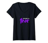 Femme Couleur Violette Nothing to Fear Graphique Violet T-Shirt avec Col en V