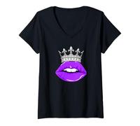 Femme Couleur Violette Royal Kiss Purple Graphic T-Shirt avec Col en V