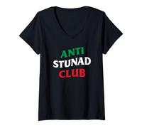 Femme Couleurs des Drapeaux Anti-Stunad Club T-Shirt avec Col en V