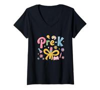 Femme Couleurs joyeuses pré-maternelles pour la rentrée scolaire T-Shirt avec Col en V