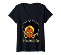 Femme #CounselorLife T-Shirt avec Col en V
