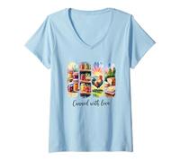 Femme Country Farm Fresh Pantry Coq soleil du matin T-Shirt avec Col en V