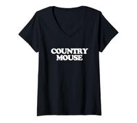 Femme Country Mouse - Dire drôle de Filles sarcastiques Cool Femmes Mignonnes T-Shirt avec Col en V
