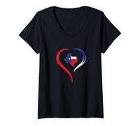 Femme Country Western - J'adore Le Texas et C'est Le Drapeau de l'État du Texas T-Shirt avec Col en V
