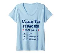 Femme Couple Amour Demande De Pacs Veux-tu Te Pacser avec Moi T-Shirt avec Col en V