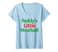 Femme Couple Daddy's Little Meatball Mommy's Little Italian Funny T-Shirt avec Col en V