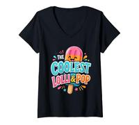 Femme Couples Assortis pour Les Grands-Parents Lolli et Pop Les Plus Cool T-Shirt avec Col en V