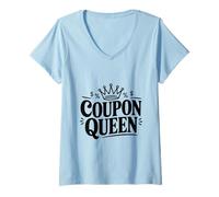 Femme Coupon Queen Funny Shopper pour Les Amateurs de Bonnes Affaires T-Shirt avec Col en V