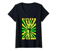 Femme Coureur de Course à Pied Citizen of The Run Marathon Runners Femme T-Shirt avec Col en V