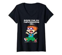 Femme Courir de Mes responsabilités comme Chucking Running T-Shirt avec Col en V