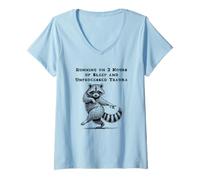 Femme Courir Pendant 2 Heures de Sommeil et traumatisme Raton Laveur Non transformé T-Shirt avec Col en V