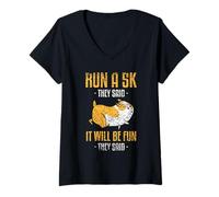 Femme Courir Un 5 Km Ils Ont Dit Coureur Exécuter Course 5K T-Shirt avec Col en V