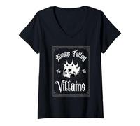Femme Couronne crâne « Always Falling for The Villains » T-Shirt avec Col en V