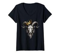 Femme Couronne Royale majestueuse du Roi des chèvres de Montagne T-Shirt avec Col en V