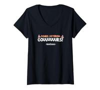 Femme Cours Astérism, Cours ! Phrase Culte Film Gaulois T-Shirt avec Col en V, Noir, XXL