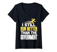 Femme Cours Mieux Que l'État Blague Amputé Rebelle T-Shirt avec Col en V