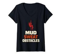 Femme Course à Obstacles Race Obstacle Race OCR Mud Run Finisher T-Shirt avec Col en V