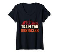 Femme Course à Obstacles Race Obstacle Race OCR Mud Run Finisher T-Shirt avec Col en V