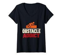 Femme Course à Obstacles Race Obstacle Race OCR Mud Run Finisher T-Shirt avec Col en V