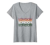 Femme Course à Pied Londres Running Runner City T-Shirt avec Col en V