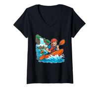 Femme Course fluviale en Kayak par équipe Boater Cross T-Shirt avec Col en V