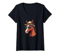 Femme Course hippique Derby Day Course amusante Horse Derby T-Shirt avec Col en V