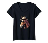 Femme Course hippique Derby Day Course amusante Horse Derby T-Shirt avec Col en V
