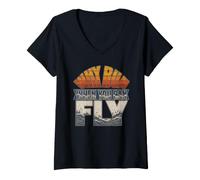 Femme Course Rétro Why Run When You Can Fly T-Shirt avec Col en V