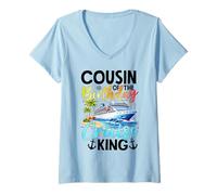 Femme Cousin de Birthday Cruise King T-Shirt avec Col en V