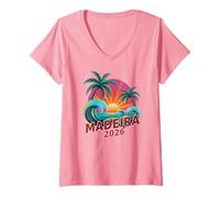 Femme Cousin Madeira 2026 Anniversaire Vacay Croisière Voyage Famille T-Shirt avec Col en V