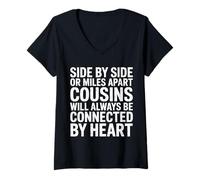 Femme Cousins Close at Heart Near Or Far - T-Shirt avec Col en V