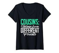 Femme Cousins : frères et sœurs de différents Parents Cousins T-Shirt avec Col en V